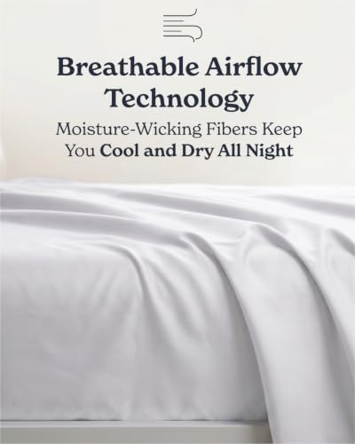 Queen Cooling Sheet Set - Beckham Hotel Collection White 4-Piece, Hypoallergenic & Durable