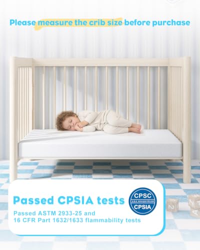 Moonlightfamily 5x52x27.5 Inch White Waterproof Crib & Toddler Mattress - CertiPUR-US Support Foam, Removable Washable Cover