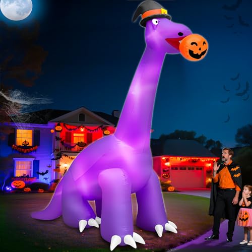 16 Ft Giant Halloween Dinosaur Inflatable with Lights & Stakes for Outdoor Yard Decor