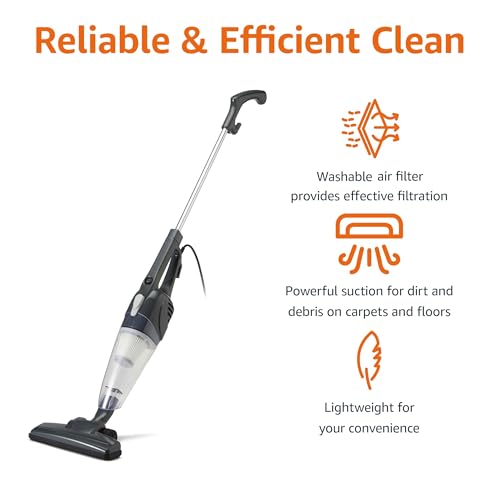 Amazon Basics 2-in-1 Corded Stick & Handheld Vacuum Cleaner, Lightweight, Self-Standing, 300W, Black (Vacuum Only)
