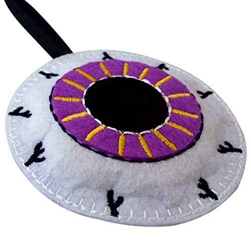 Halloween Ornaments - Set of 6 Plush Felt Handmade Decor - Broom, Jack-o'-Lantern, Frankenstein, Witchcraft, Eyeball, RIP Tomb Design - Halloween Ornaments for Tree