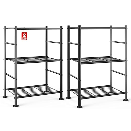 2-Pack Slim Metal Wire Storage Shelves - 18.2 x 12.3 x 30.4 Inches, Black
