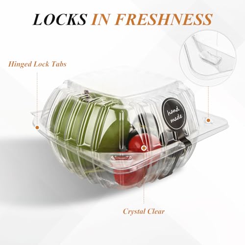 200 Pack Clear Hinged Take Out Food Containers 6x6x3.15 Inch with Tags