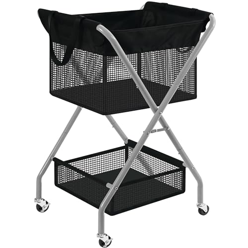 STO STO 75L Foldable Rolling Laundry Cart with Removable Bag & Steel Frame