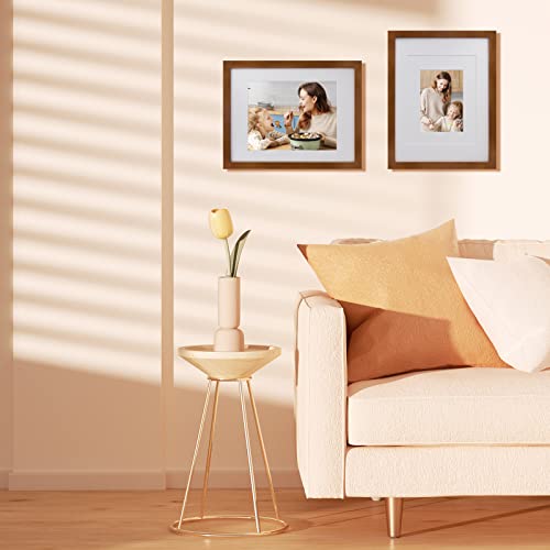 Light Brown 11x14 Solid Wood Picture Frame with Mat - Wall Mount & Tabletop Display