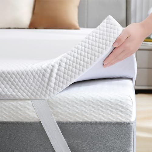 Full XL Gel Memory Foam Mattress Topper 2 Inch Ventilated High Density Bed Pad with Soft Cover