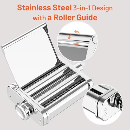 HOZODO 3-in-1 Pasta Attachment for KitchenAid Stand Mixer, Stainless