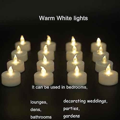 Nancia LED Tea Lights Candles- 12PACK Flameless Candles Realistic and Bright Flickering Long Lasting 200Hours for Holiday Celebration,Home Decoration Warm White