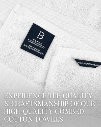 White Luxury Bath Towels 4 Pack 650 GSM - Large 34x56 Inches, Bumble Towels