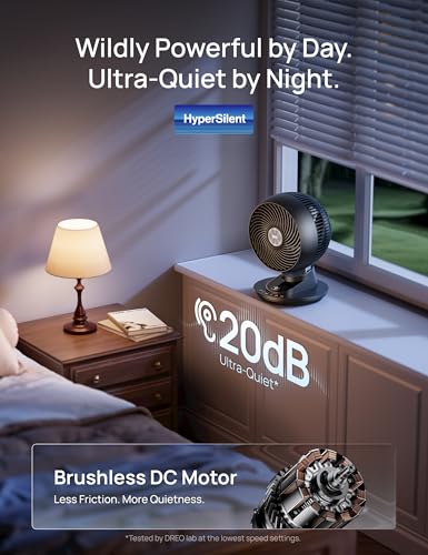 DREO Black Smart Desk Fan with App & Voice Control, Quiet 85 ft Airflow, 12-Inch Oscillating Fan, 9 Speeds & Timer