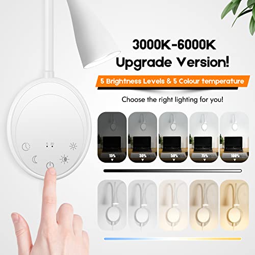 LED Wall Mounted Reading Light with Touch Control & Dimmable Night Light - White