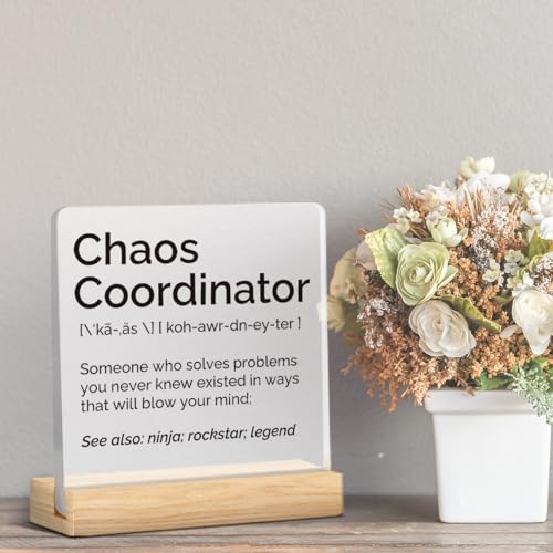 AACQQ Chaos Coordinator Appreciation Acrylic Sign - Thank You Gift for Boss, Nurse, Teacher, Manager, Family, Women & Men