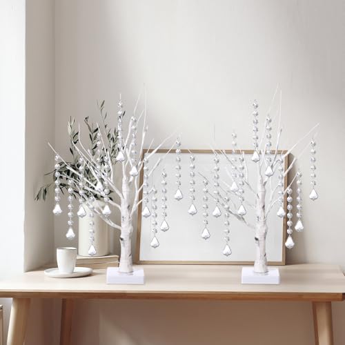 VIHOSE 6Pcs White Birch Tree LED Lights with 72 Acrylic Garland Strands