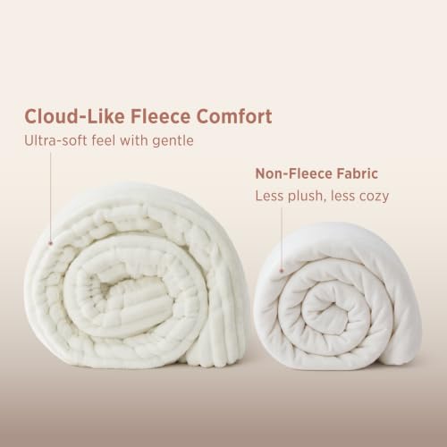 Bedsure Queen Fluffy Comforter Set - Cream White, 90x90 Inch Cozy Fleece Bedding