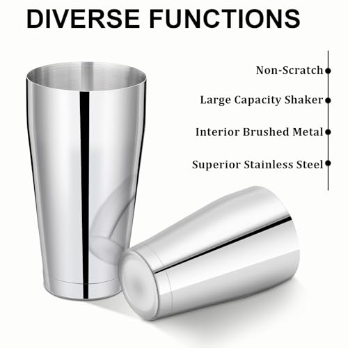 Mwellewm Silver 8-Piece Cocktail Shaker Set Professional Bartender Kit Stainless Steel