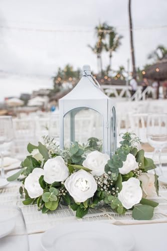 Glitter Flowers,30PCS White Roses Artificial with Stems for Wedding