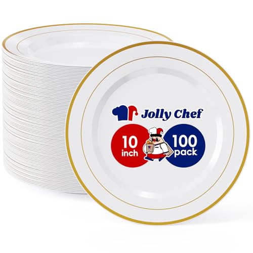 100PCS Plastic Plates 10 Inch Heavy Duty Disposable for Everyday Use