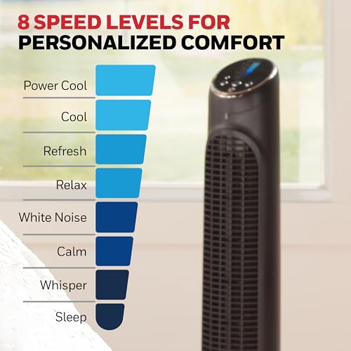 Honeywell QuietSet Oscillating Tower Fan - 8 Speed Black Remote Control
