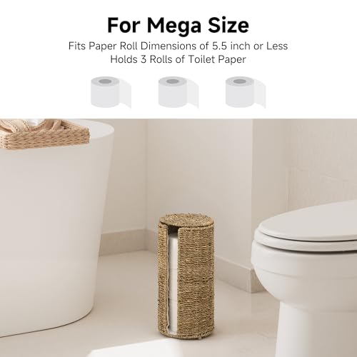 StorageWorks Seagrass Free Standing Toilet Paper Holder Stand for