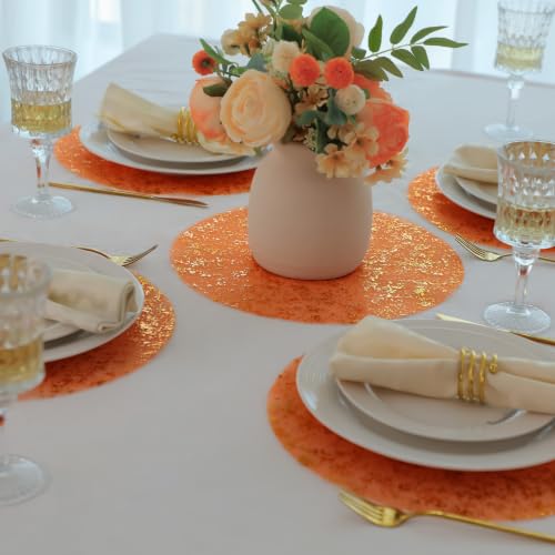 Orange Gold 13" Placemats - 50 Pcs Round Disposable | Snowkingdom