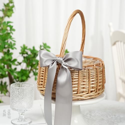 Silver Satin Ribbon 2 Inch x 25 Yards Double Faced - DINDOSAL