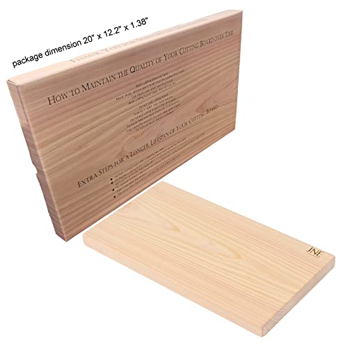 Hinoki Cypress Wood Cutting Board - Reversible 19.8" x 12" x 1" - No Joint, Solid Single Piece - Ideal for Kitchen & Serving