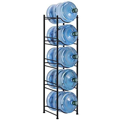 smusei Black 5 Tier Water Bottle Holder for 5-Gallon Jugs – Detachable Cooler Rack