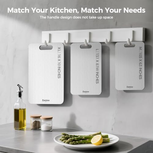 Titanium Cutting Board Set of 3 - Silver BPA-Free Kitchen Chopping Boards M+L+XL