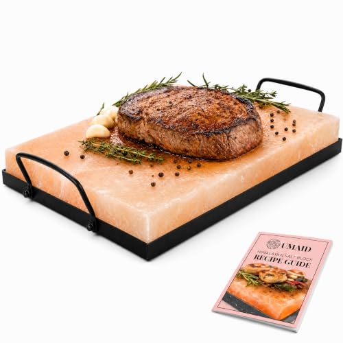 UMAID Himalayan Salt Block Cooking Plate 12x8 Large Food Grade Pink Salt