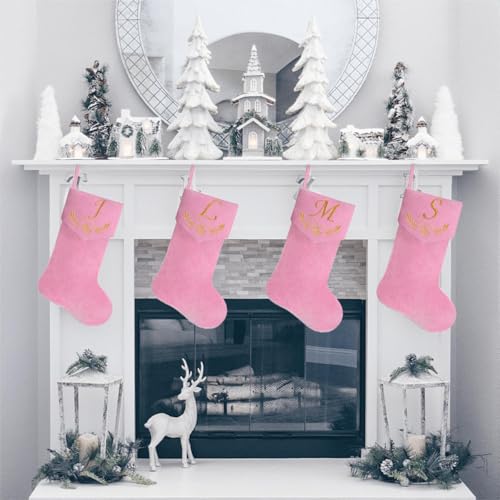 Personalized Velvet Christmas Stockings,19.5 Inches Initial Monogram