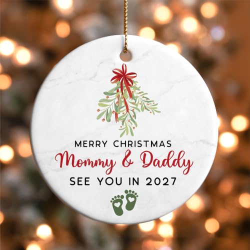 Pregnancy Announcement Christmas Ornament - Expecting Baby 2027 Gift for New Parents