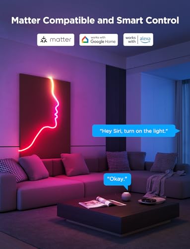 Govee RGBIC Neon Rope Lights 9.8ft - White Smart LED Light Strip with Matter, Alexa & Google Compatibility