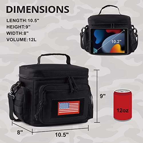 ATRIPACK Black Medium Tactical Lunch Box 12L Leakproof Cooler with Pockets