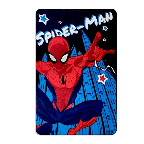 Spiderman Shooting Spider webs Yellow, Red and Blue Fleece Throw Blanket 40 x 60 (Mirror Spiderman)