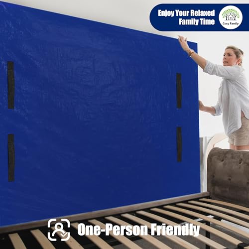 Queen Mattress Bag with 8 Handles - Extra Thick Reusable Moving Cover - Blue, Pack of 2