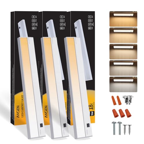 Ansen 3-Pack 18 Inch Dimmable Under Cabinet Lights for Kitchen & Closet