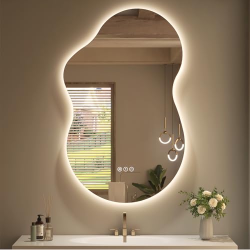 SMIROR 20x32 Backlit Cloud-Shaped LED Bathroom Vanity Mirror - Dimmable & Anti-Fog, 32"L x 20"W