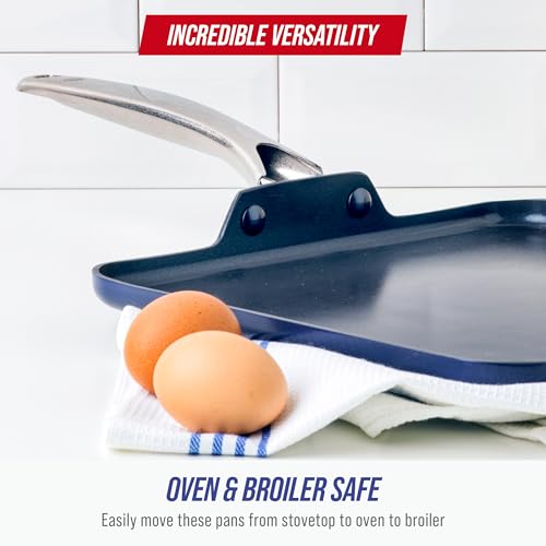 Blue Diamond 11" Infused Ceramic Nonstick Square Griddle Pan,