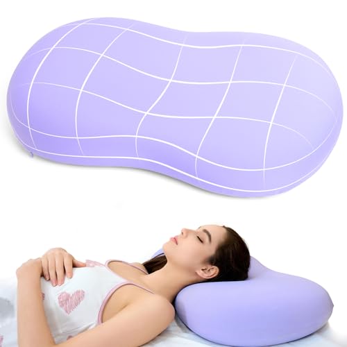 Purple Memory Foam Cervical Neck Pillow - Ergonomic Contour for Pain Relief, Side Back Stomach Sleepers