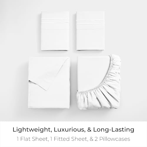 Mellanni 4-Piece King White Ultra Soft Microfiber Sheet Set - Iconic Collection, 16 Inch Pocket