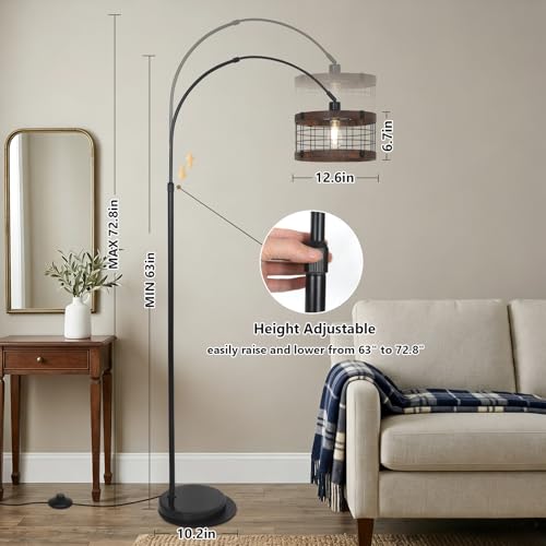 Airposta Arc Floor Lamp with Remote Dimmable LED Bulb, Vintage Farmhouse Style