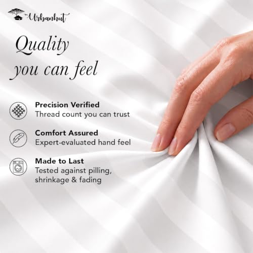 Luxury King Size Cotton Bed Sheets - White, 600 Thread Count Damask, Deep Pockets