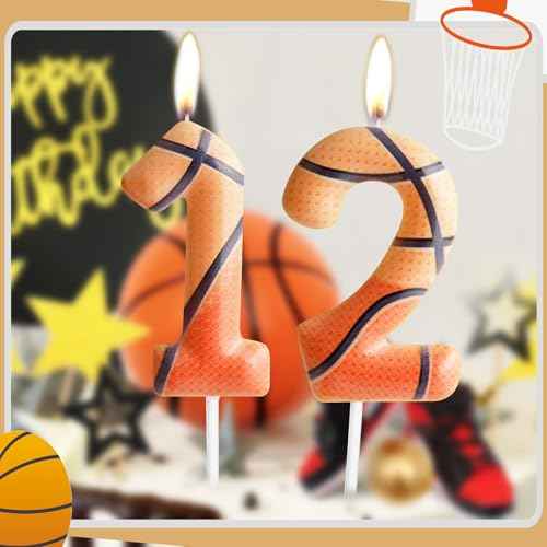 Zi Lan Basketball 9th Birthday Candle Brown Basketball Themed Cake Candles Happy Birthday Party Cake Topper for Boy Girl Kid Sport Theme Party Decorations Celebration Supplies