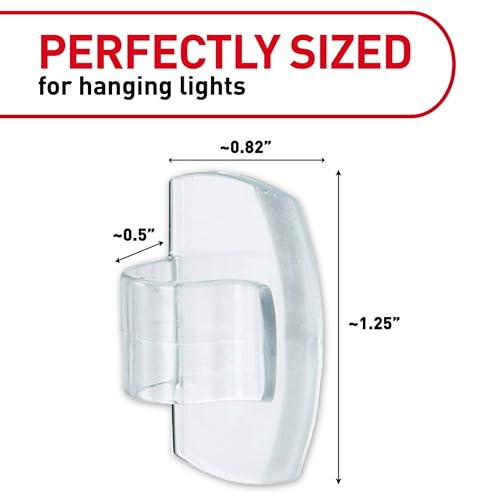 Command Outdoor Light Clips 64-Pack - Damage-Free Clear Hooks & Strips for Hanging Lights