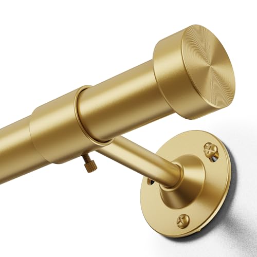 Gold Adjustable Curtain Rods 32-120 Inch Heavy Duty Metal Window Treatment