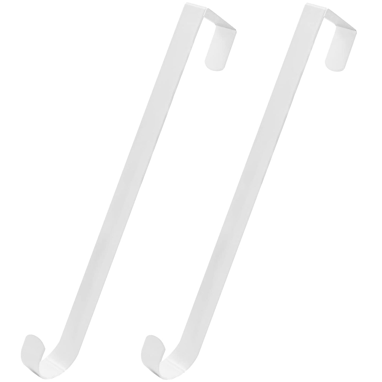 HiGift 2 Pack White Wreath Hanger for Front Door, Long Metal Over The Door Hook for Christmas and Party Wreath Making Decoration, Hanging Clothing, Towels, Wreaths, Bags, 15"