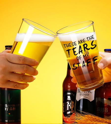 CASUVEA Tears of My Staff Beer Glass - Funny Christmas Boss Gift, Office Humor