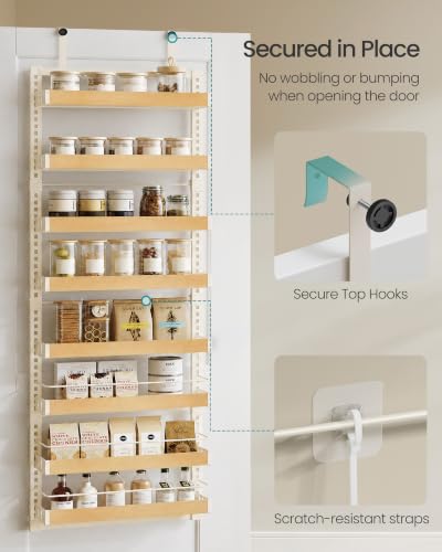 8-Tier Over-the-Door Pantry Organizer with Adjustable Baskets and Anti-Tip Bars