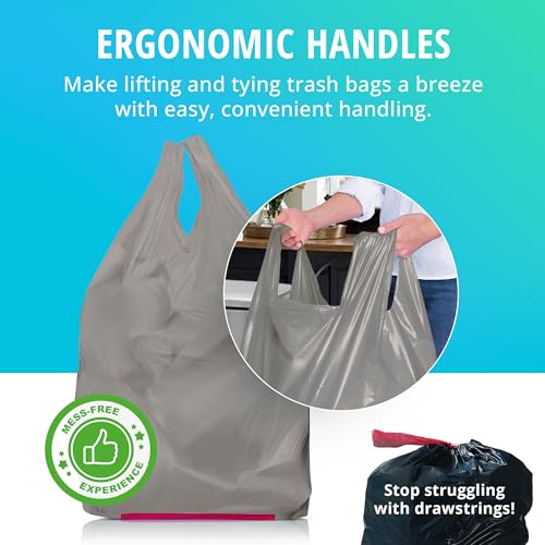 Reusable 13 Gallon Trash Bags with Handles - Eco-Friendly Leak-Proof Kitchen Garbage Bags, 90 Count