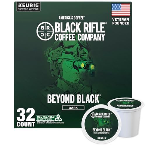 Beyond Black Dark Roast Coffee Pods - 100% Arabica, Bold Smoky Flavor, Veteran-Founded, Pack of 32 - Black Rifle Coffee Company